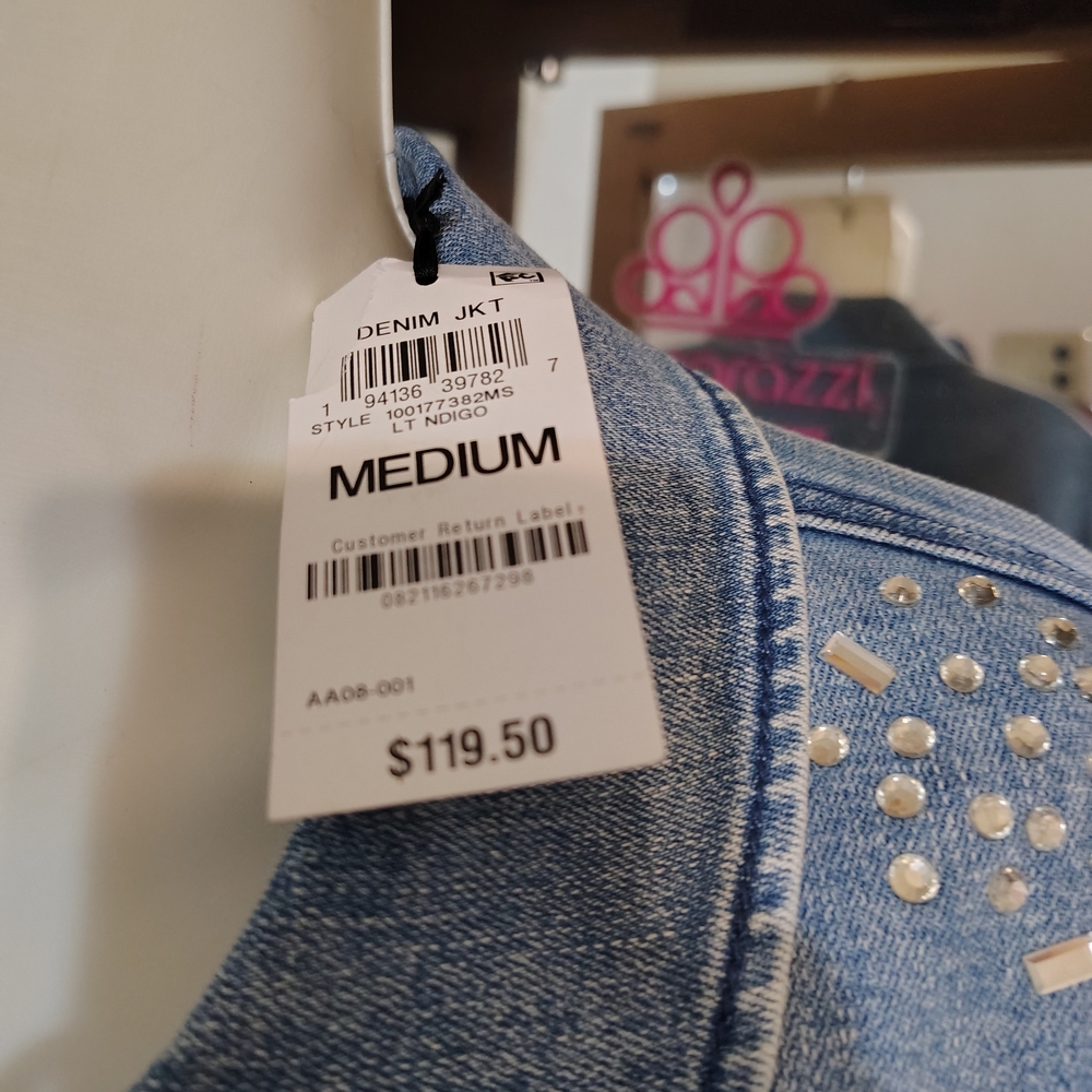 INC International Concepts Medium Blue Denim Jacket with Studs